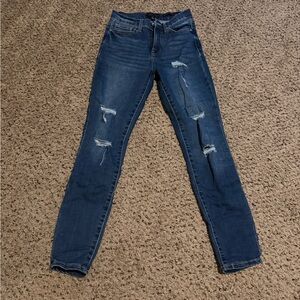 Kendall & Kylie Dark Blue Distressed Skinny Jeans
